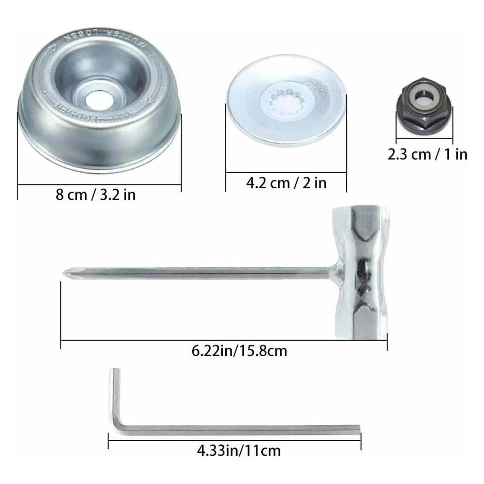 

Gardening Blade Adapter Kit Thrust Washer, Rider Plate, Collar Nut, Collar Nut 5mm L-Wrench,T-Wrench Attachment for String