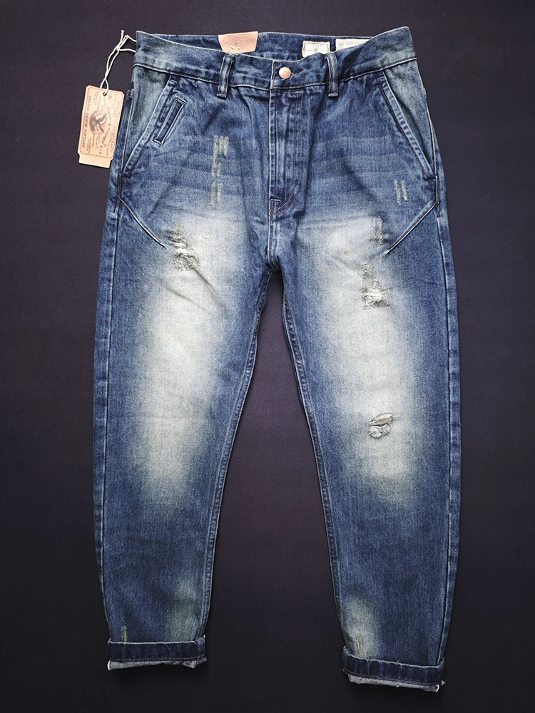 

Свободные мужские джинсы American Sle в стиле ретро, прямые брюки с девятью зубцами, повседневные свободные молодежные весенне-осенние модные тренды