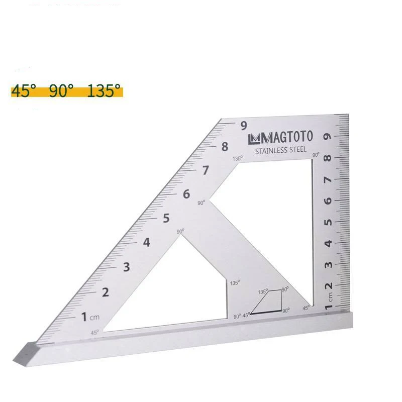 SHINWA MAGTOTO Multi-Function Woodworking Square 45 degree 90 degree line angle Ruler Stop Type regulation Gauges