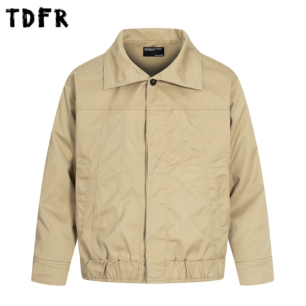 

Сплошной цвет, стеганая куртка-карго, мужская зимняя толстая повседневная верхняя одежда в стиле ретро с лацканами и длинными рукавами, мужская