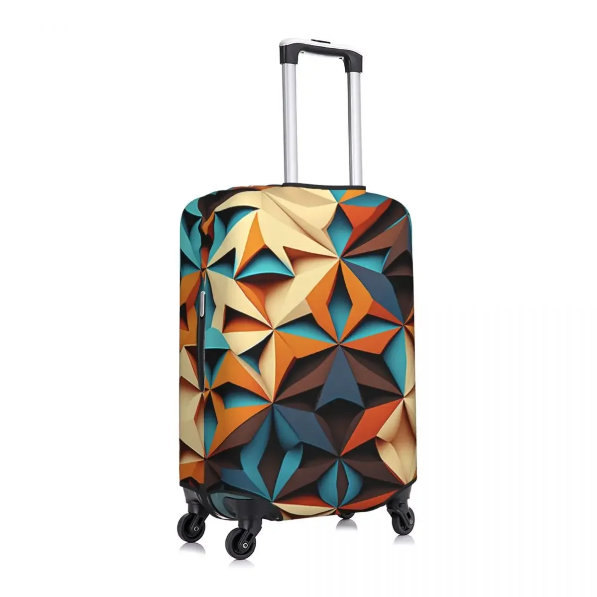 Geo Print Suitcase Cover Fashion Abstract Vintage Holiday Business Strectch Luggage Supplies Protector