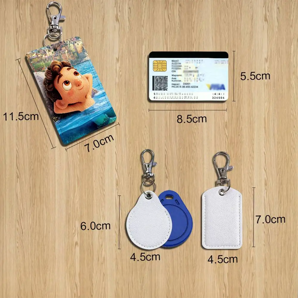 Summer atmosphere Luca Paguro Leather Card Holder with Exquisite Keychain purpose Case for Metro ID Access Control Card Badge