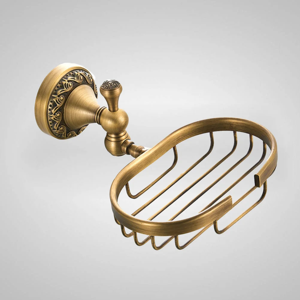 Brass Wall Mounted Dish Holder With Retro Brass Finish For Bathroom Home Use Solid Soap Tray Organizer