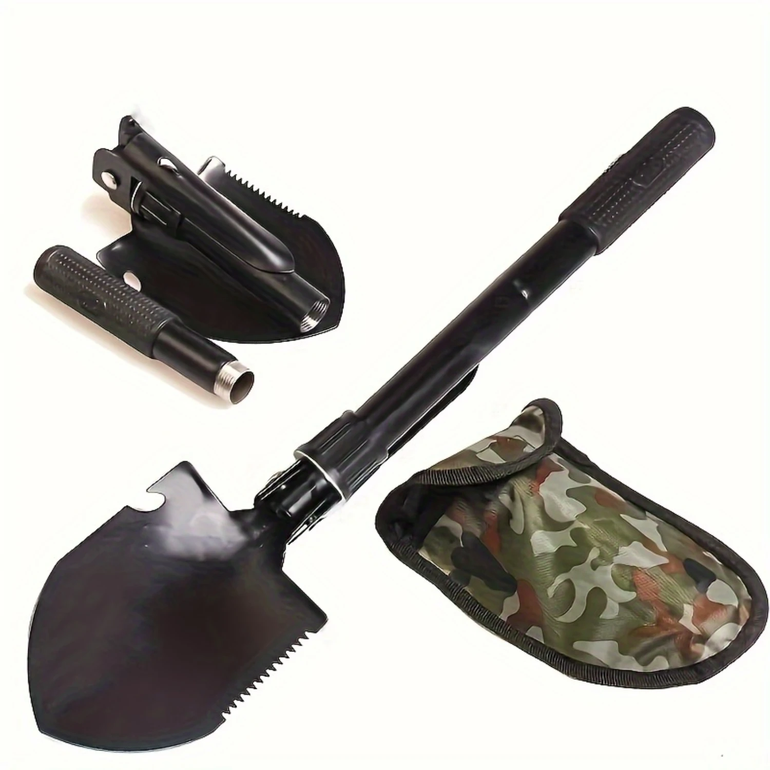 4-in-1 Multifunctional Folding Shovel For Outdoor Survival And Camping, Durable Stainless Steel Shovel With Saw, Pickaxe And Bot