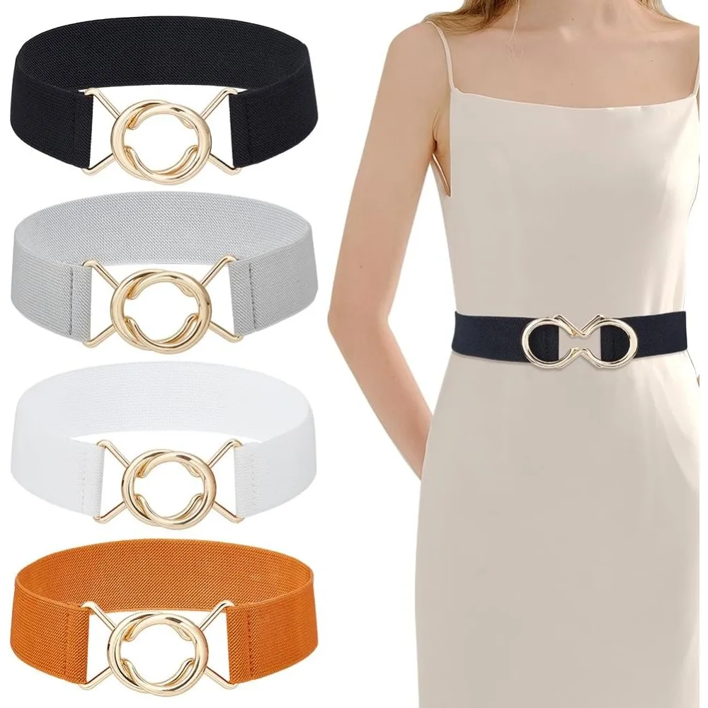

4 шт. 4-цветные полиэстеровые поясные ремни Эластичный узкий пояс Разноцветные тонкие поясные ремни с застежками из сплава для рубашки