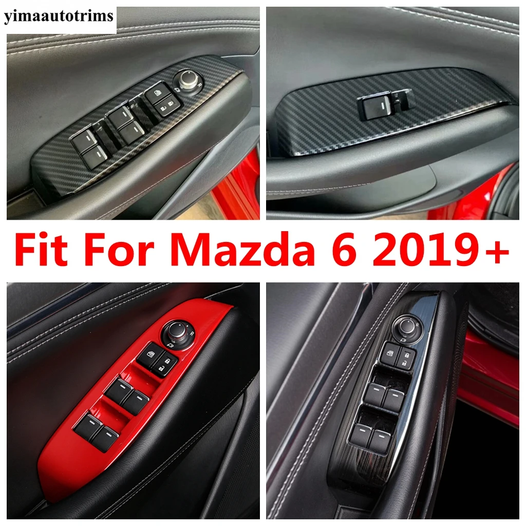 

Car Door Armrest Window Lift Button Decoration Cover Trim For Mazda 6 2019 - 2024 ABS Stainless Steel Accessories Interior