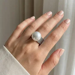 High Quality Shell Pearl Stainless Steel Wedding Rings For Women Romantic Gold Color Fashion Jewelry