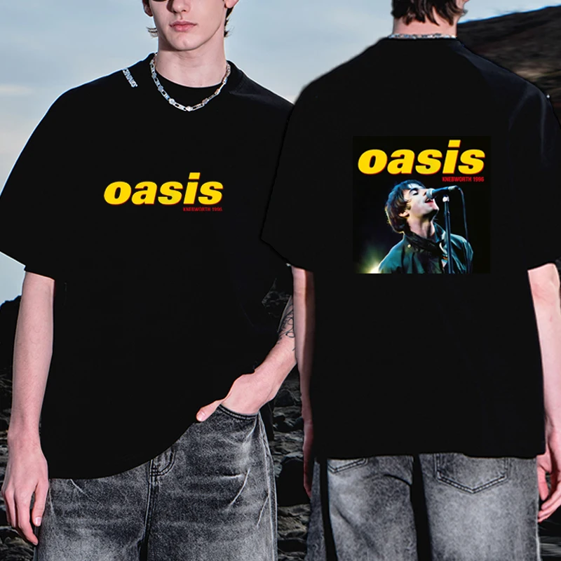 

OASIS KNEBWORTH 1996 Live Tour футболки с короткими рукавами и принтом, летняя хлопковая винтажная футболка в стиле хип-хоп, уличная одежда, свободные топы унисекс