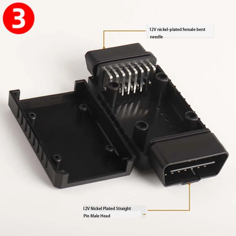 12V Port ELM327 OBD2 Connector Cover with Enclosure J1962m Plug with Enclosure 16pin Male Female Connector DIY Tool Two Open