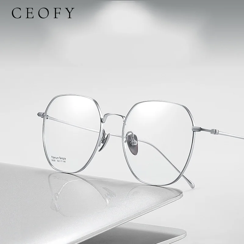 Ceofy Men Titanium Half Rim Eyeglasses Frame Ultra-Light Myopia Optical Prescription Glasses Frame New Men Eyewear High Quality