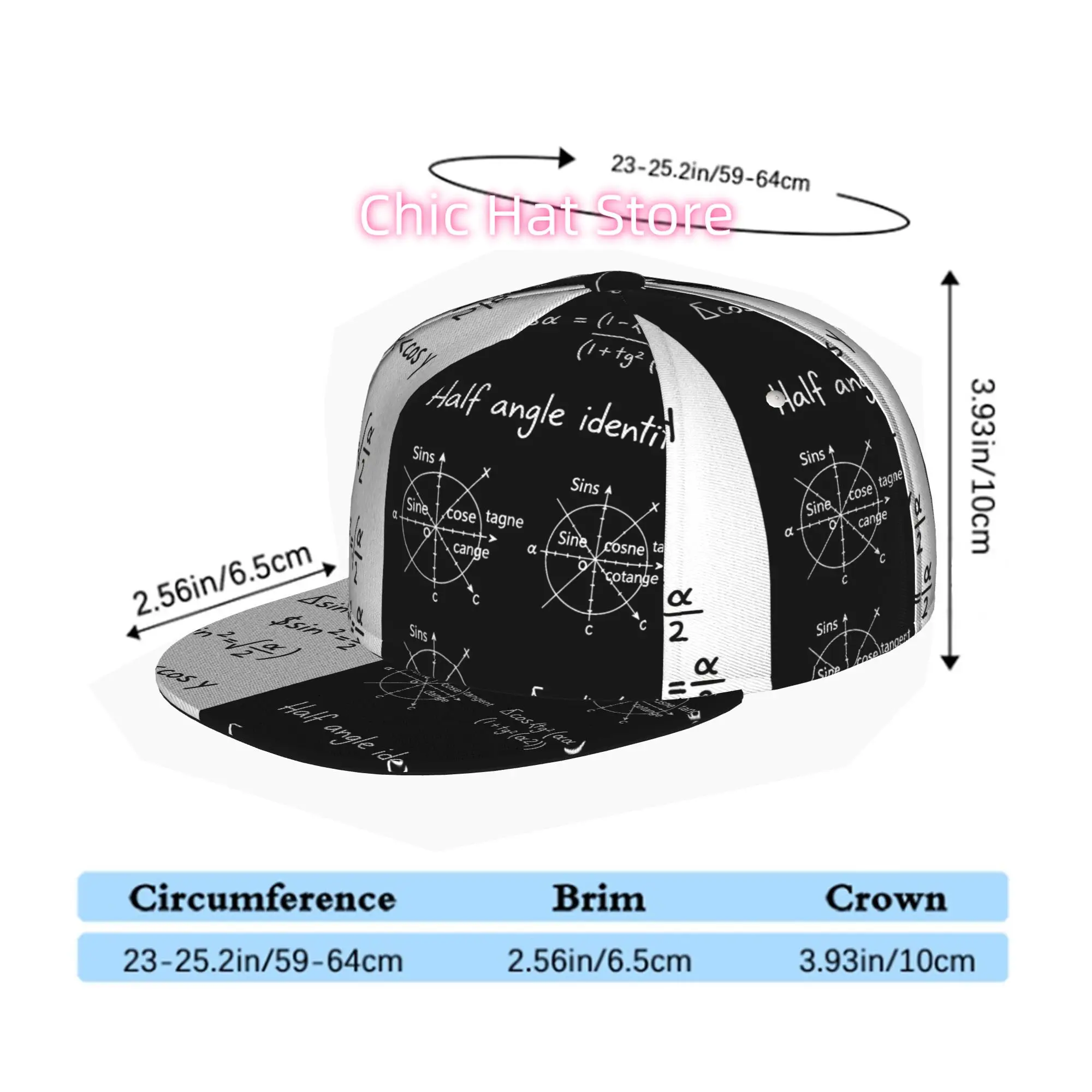 Half Angle Identities, Men Women Unisex Flat Brim Baseball Cap, Hip Hop Streetwear Snapback Trucker Hat for Skateboarding Dance
