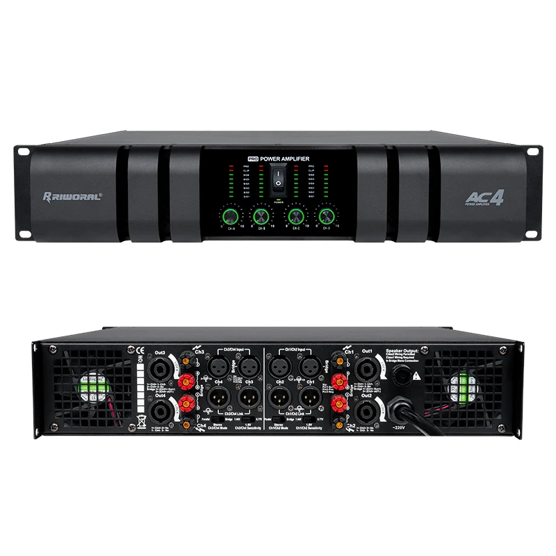 AC4 Professional 4 Channels Stage Master Power Amplifier 800W*4 Speakers Audio Amplifiers for stage