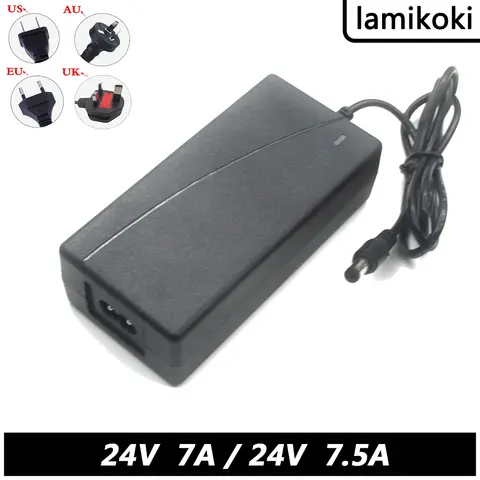 LED 스트립 및 로지텍 레이싱 휠용 전원 어댑터, AC to DC 24V, 7A, 7.5A 컨버터 변압기, 24V 전원 공급 충전기