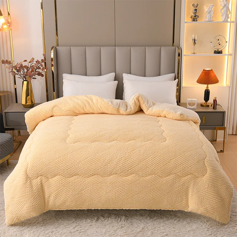 Double Sided Plush Warm Winter Blanket for Bed Super Thick Fluffy Faux Lambswool Comforter Queen King Heavyweight Fleece Blanket