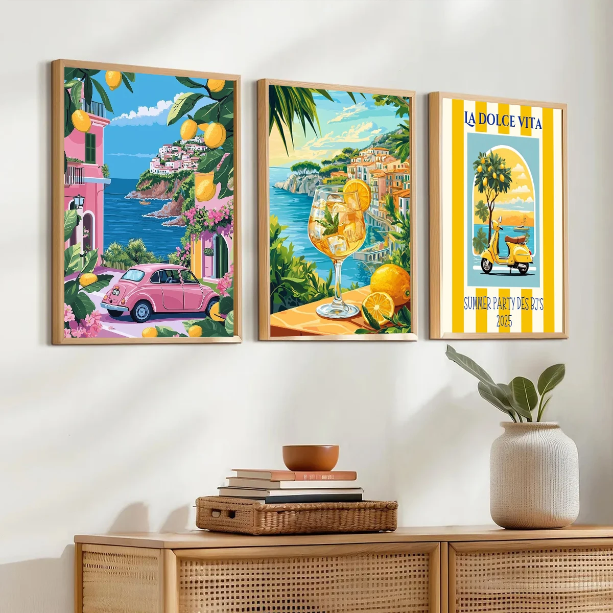 Lemon Orange Fruit Canvas Print Aperol Spritz on The Amalfi Italian Wall Art/Poster for Modern Living Room Kitchen Home Decor