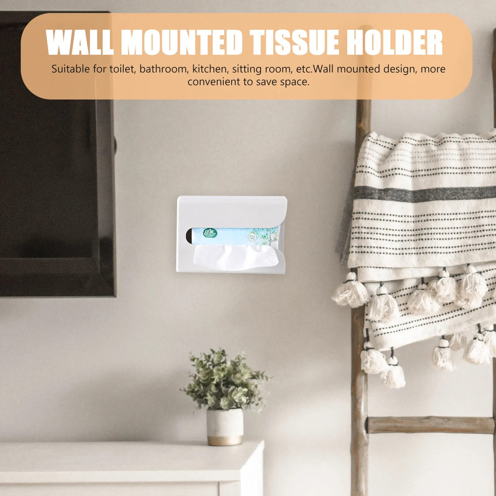 1Pcs Wall Mounted Tissue Holder ABS Material Punch Free Adhesive No Mark Paper Towel Box Bathroom Kitchen Toilet Use
