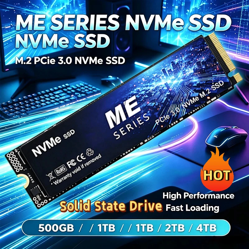 2026 Novo SSD Série ME M2 PCIe3.0 NVMe SSD 500G 1TB 2TB 500GB 4TB Disco Rígido de Alta Velocidade Interno de Estado Sólido para Laptop e Desktop