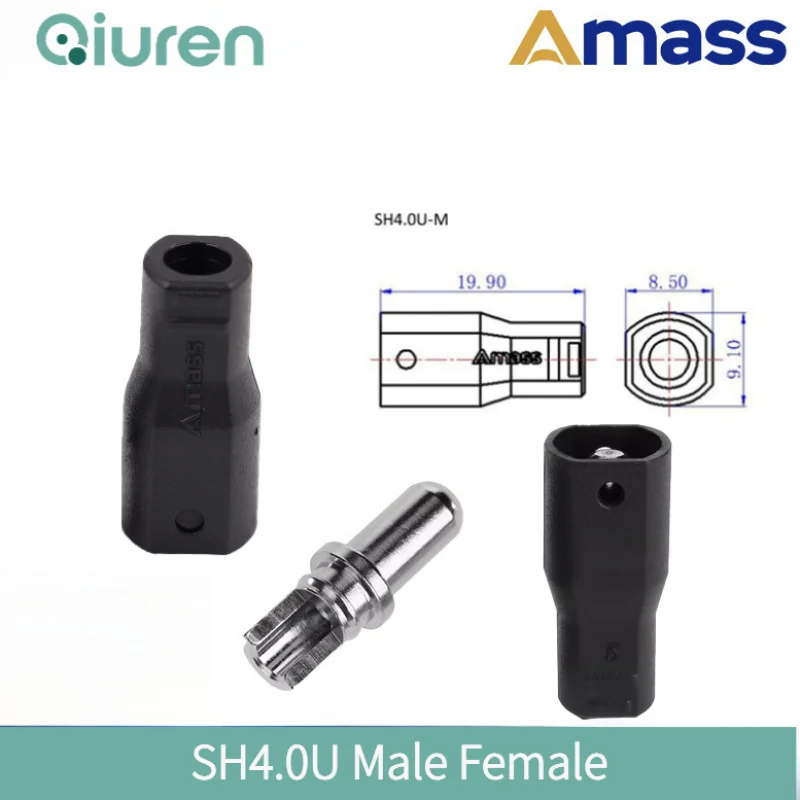 Amass SH4.0U-F/M Nickel-plated 4.0mm with Black Sleeve Welded Large Current Plug