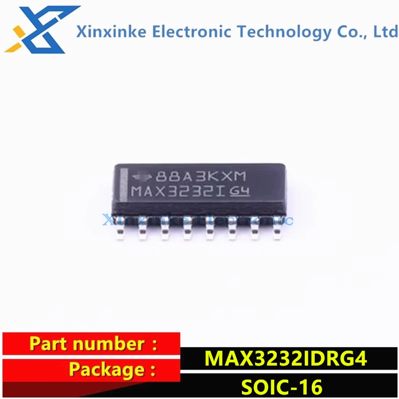 MAX3232IDRG4 MAX3232I SOIC-16 RS-232 Interface 3-5.5V Multich RS- 232 Line Drvr/Rcvr Transceive Full Duplex Brand New Original