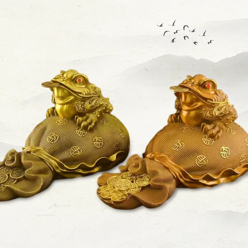 Pure Money Bag, , Three-Legged Toad Ornament, Attracts Wealth, Brass Golden Cicada, For Company, Shop, H