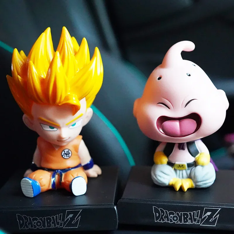 Dragon Ball Anime Figure Goku Majin Buu Car Ornament Shake Head Dolls Action Figure Decoration Cartoon Auto Interior Accessories