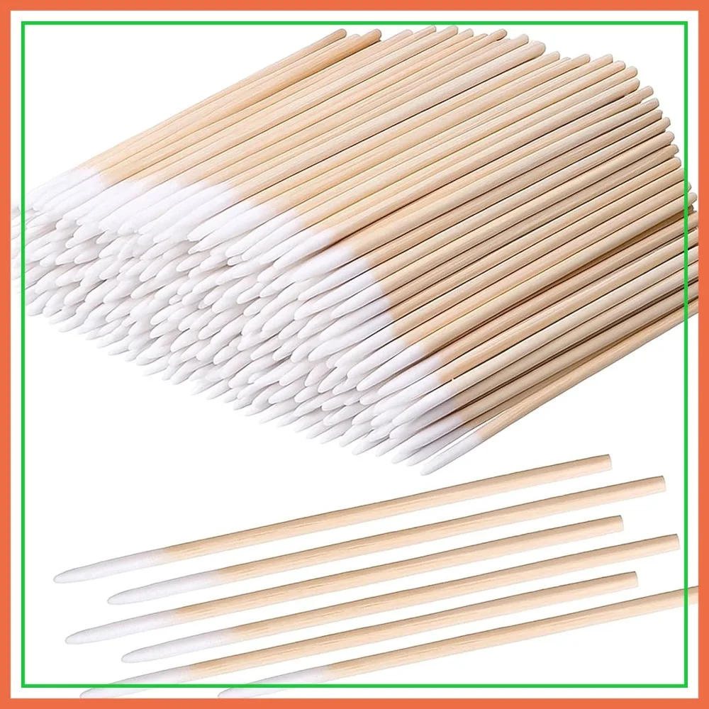 

1200PCS Precision Pointed Cotton Swabs, 4 inch Wooden Stick, for Nail Art, Makeup Correction, Eyebrow, Tattoo Cleaning