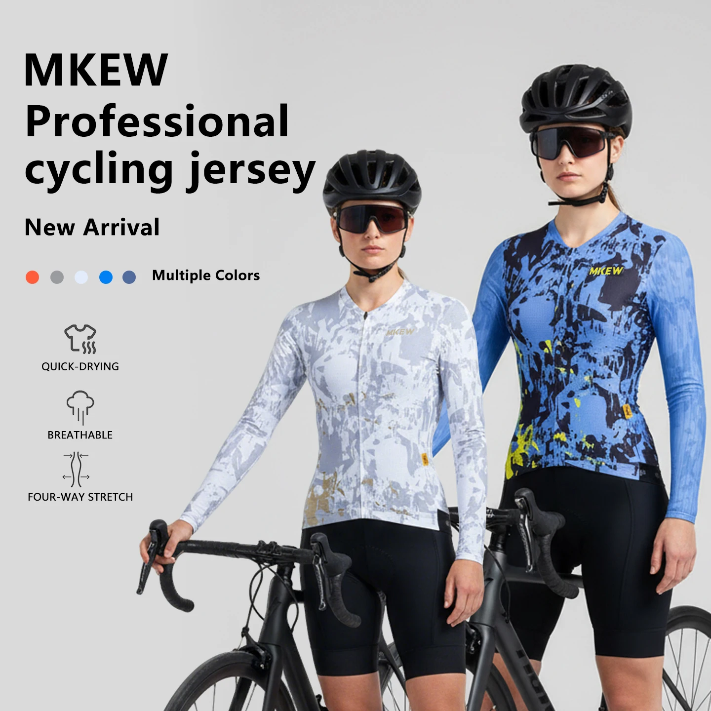 

MKEW Women's Summer Cycling Jersey Quick Drying Breathable Long Sleeve Road Bike Suit - High Elasticity And Comfort Cycling Gear