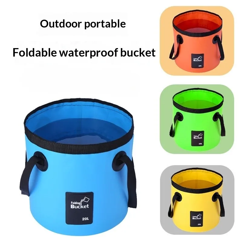 Outdoor Portable Foldable Water Bucket Multifunctional Waterproof Pvc Camping Washing Bag Car Wash Bucket Collapsible Sink