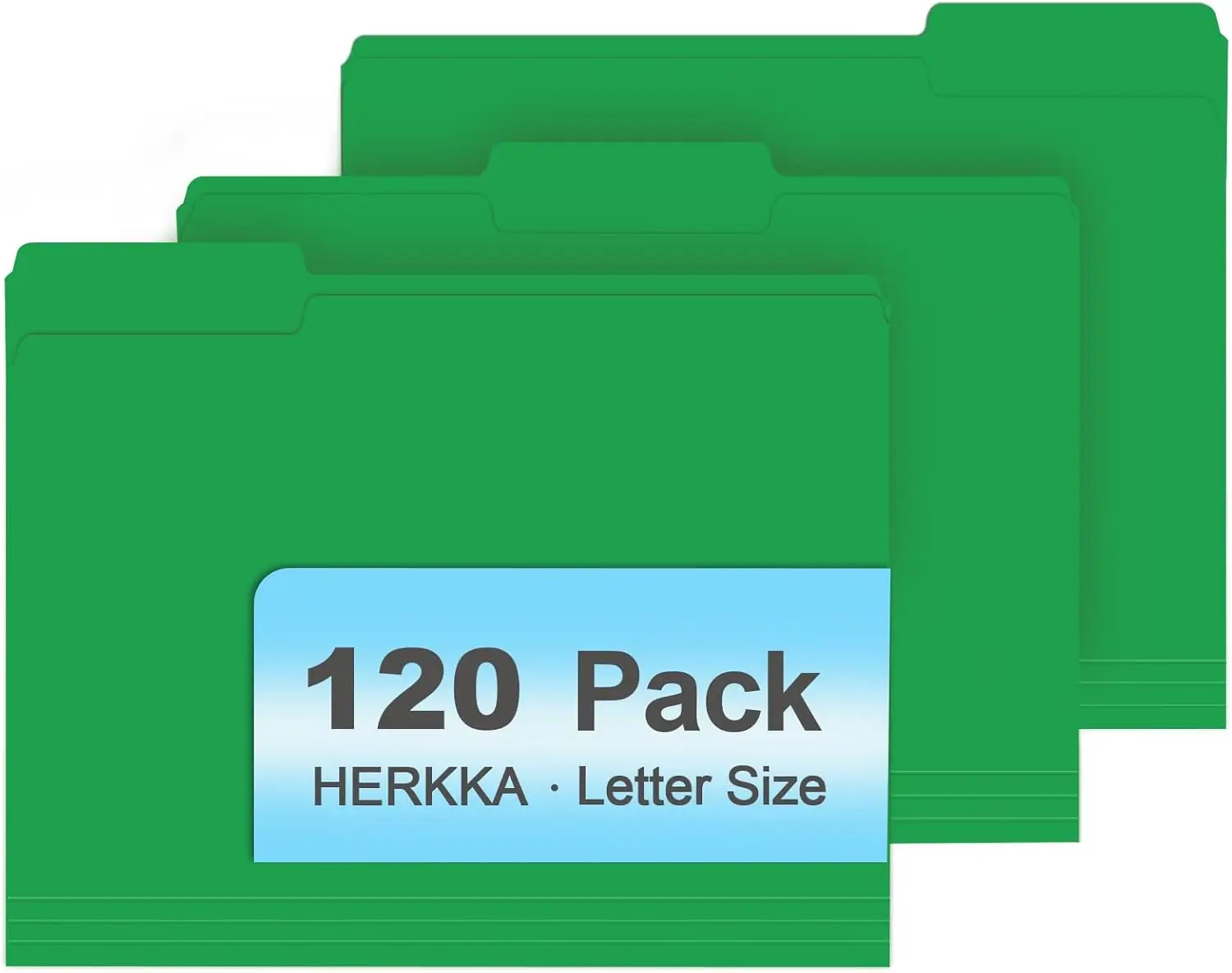 

120 Pack Green Letter Size File Folders with 1/3 Cut Tabs for Organizing Documents