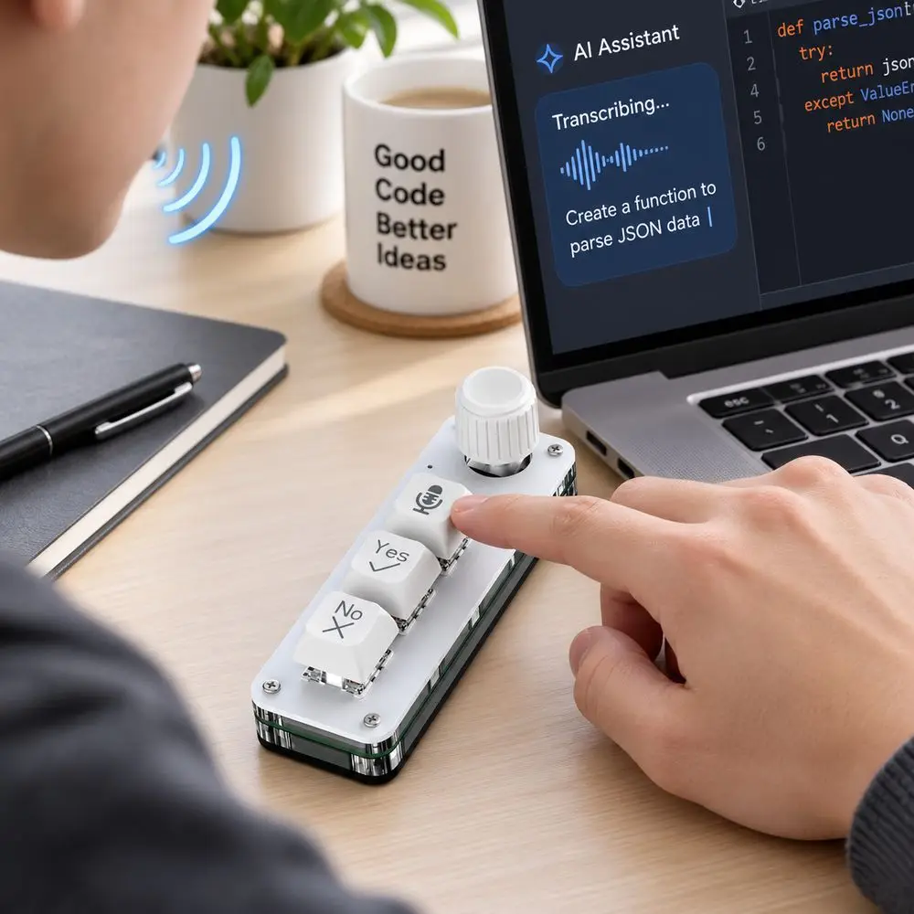 Built-In Microphone AI Voice Input Keyboard Vibe Coding Wired/2.4G Connection Macro Keypad Voice Command Keys Mini Voice Keypad