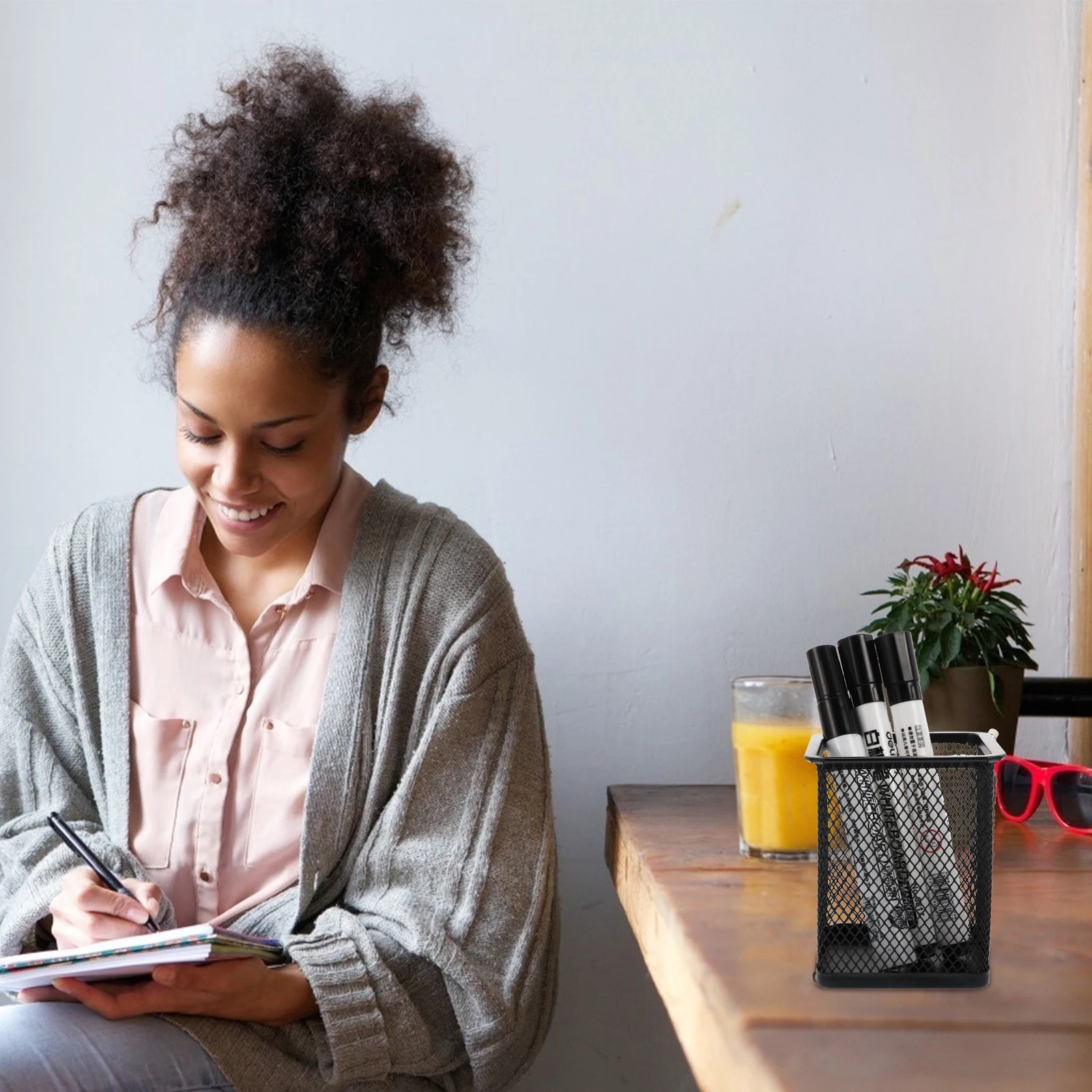 

3Pcs Iron Mesh Pencil Holder Cuboid Pen Pot Tall Desktop Organizer for Office School Supplies Pens Rulers Storage Container