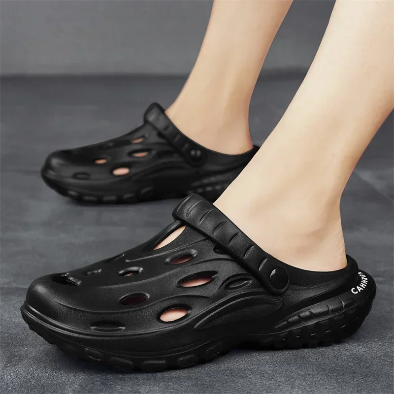 

Новые летние тапочки из ЭВА, нескользящая обувь, мужские сандалии на очень толстой подошве, уличные пляжные сандалии с отверстиями, пляжные коньки унисекс