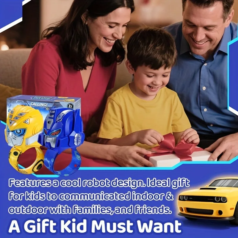 어린이용 워키토키 시계 장난감 만화 변신 로봇 발광 시계 야외 상호작용 통신 워키토키 장난감 선물