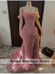 Sparkly Sexy Prom Dress 2024 Beads Crystal Tassels Side Split Birthday Party Gowns Wedding Reception Party Robe Customized