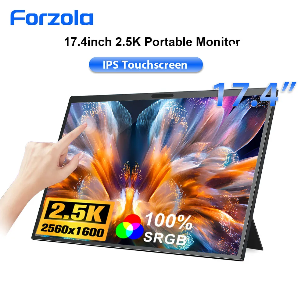 FORZOLA 14/15.6/17.4 Inch 2.5K Portable Monitor 2560x1600 16:10 Secondary Screen IPS Display HDMI Type-C for MAC PC Xbox PS 4 5