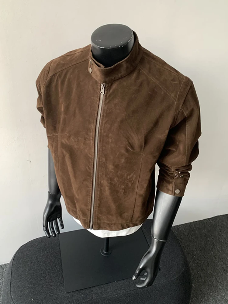 

Retro American Harington Velvet Jaet Men's Spring Autumn ort Old Money Sle Malden Boxy oulder Outerwear