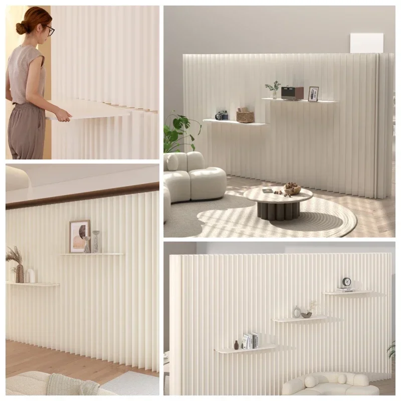 Office mobile partition wall screen, living room bedroom folding storage background wall clothing store baffle simple