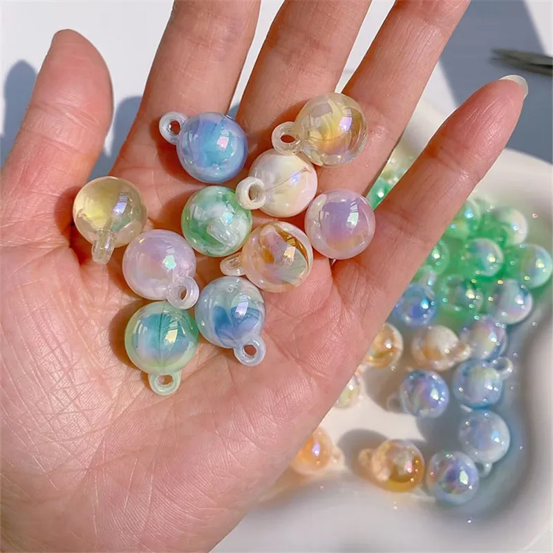 

Summer style 50pcs/lot 16mm AB color print geometry rounds shape resin beads with hanger diy jewerly earring/garment accessory