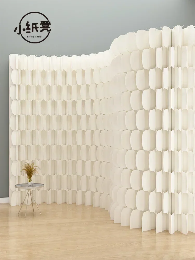Creative Foldable Screen Office Mobile Folding Background Wall Commercial Exhibition Partition Modern Art Paper Screen