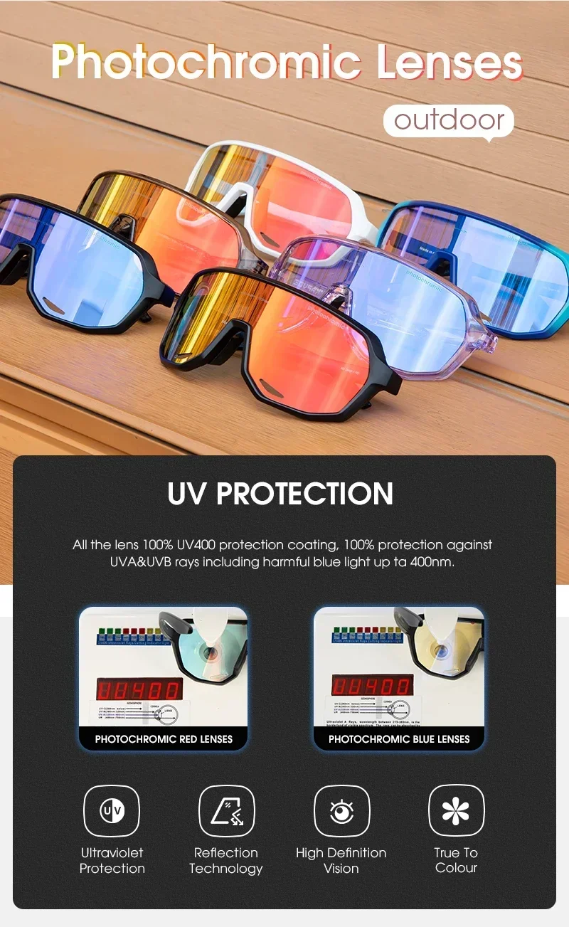 KAPVOE Photochrome Outdoor UV400 Rennrad Radfahren Brille für Männer Sport Radfahren Sonnenbrille Frauen MTB Fahren Fahrrad Brille – Detail 14