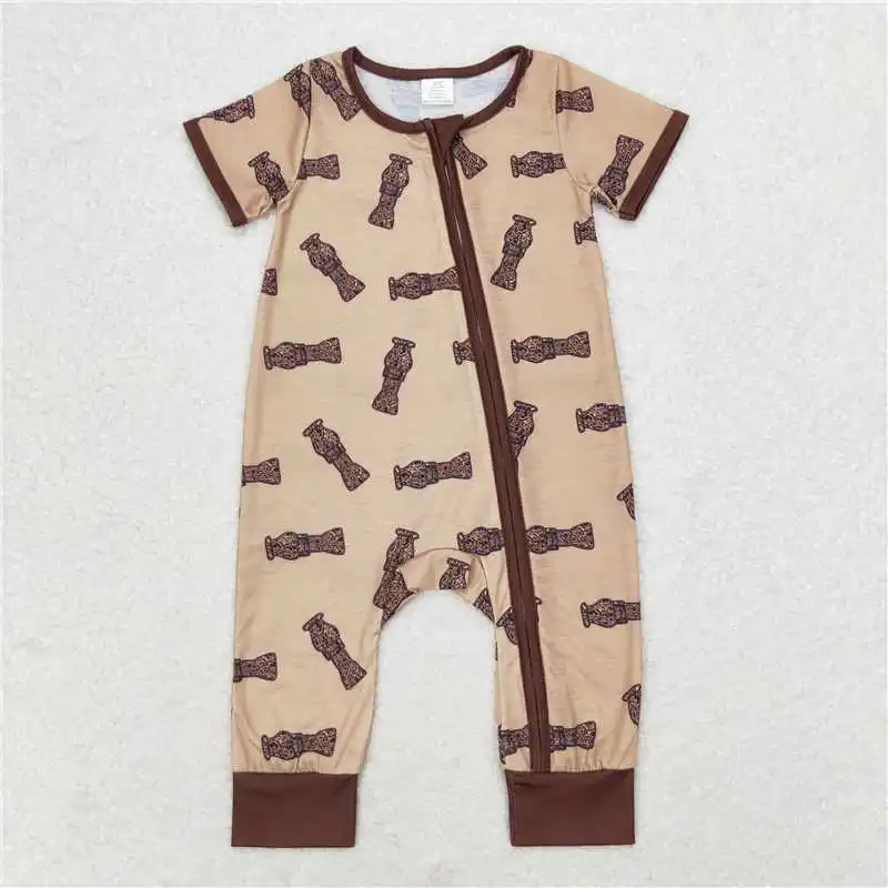 Match Fashion Baby Boys Bamboo Camouflage Bottle Brown Short Long Pants Pajama Set Romper Wholesale Boutique Children RTS