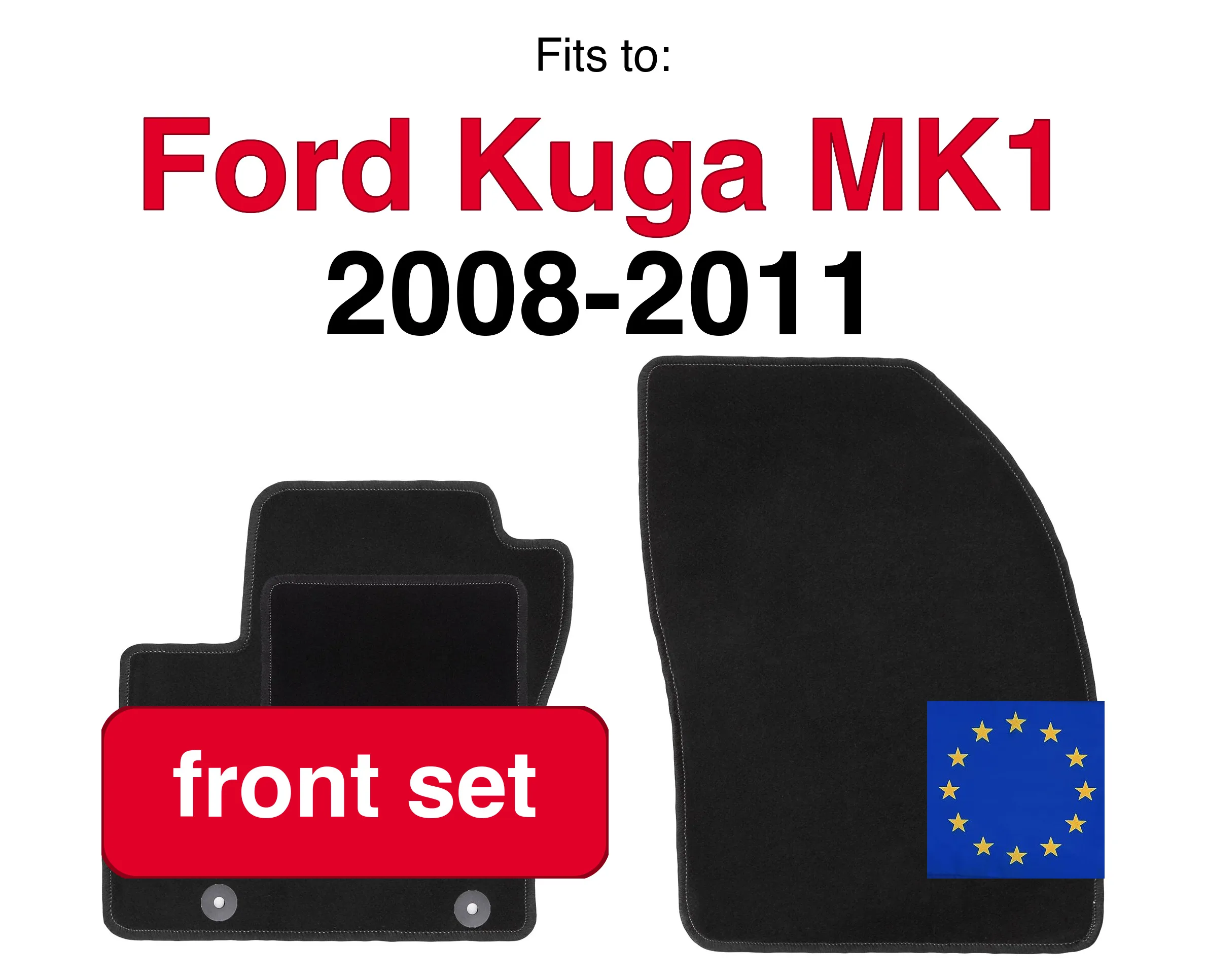 Auto velours vloermatten voor Ford Kuga MK1 SUV (2008-2011) - Zwart (2 stuks) set vloermatten voor in de auto