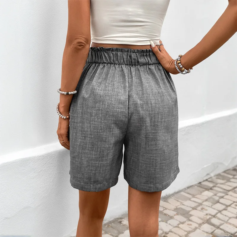 Summer New High Waist Shorts For Women Casual Loose Wide Leg Solid Shorts Casual Female Short Pants Pockets Holiday Shorts 2025