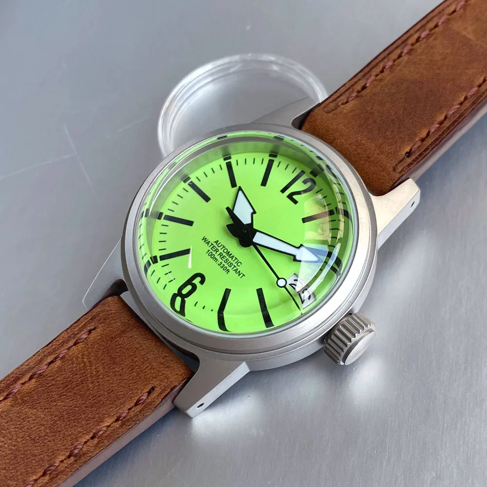 36mm Japan NH35A Military Automatic Men Watch Summer Green Dial