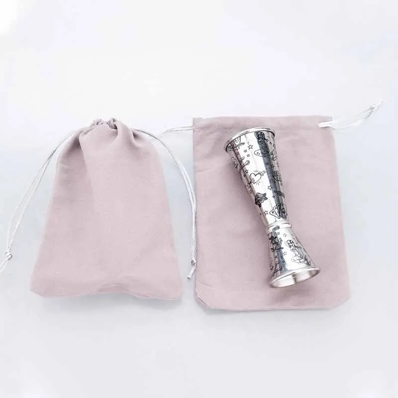 جديد 30/60 مللي جيجر من الفولاذ المقاوم للصدأ محفور بالكامل مع تصميم الوشم ، كوب قياس شريطي مزدوج الجوانب مع تغليف كيس الهدايا #2