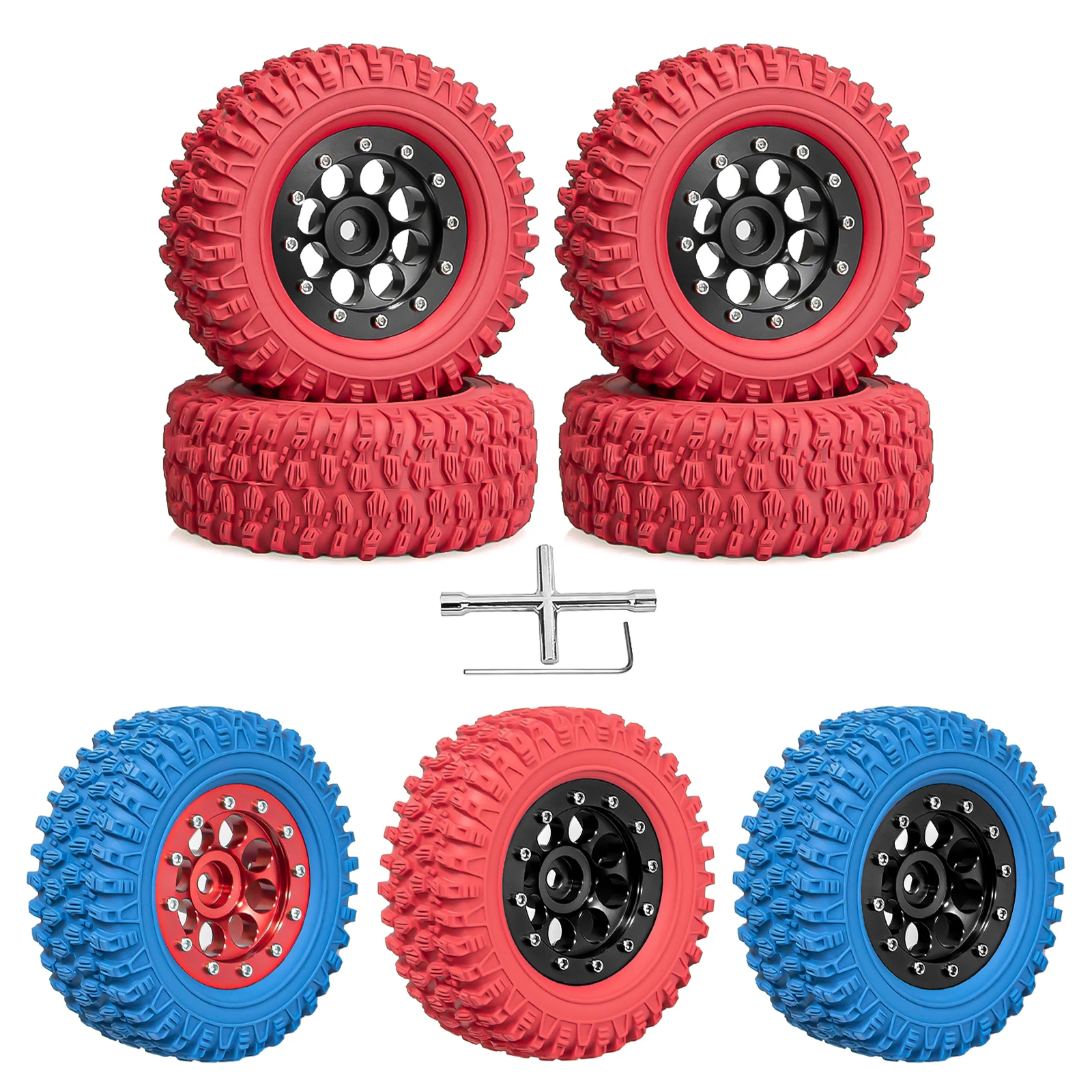 OKHL 1.45인치 휠 림과 1.3인치 타이어 RC 크롤러 1/18 1/24 RC 크롤러 카용 TRX4M SCX24 AX24 FCX24 업그레이드 키트