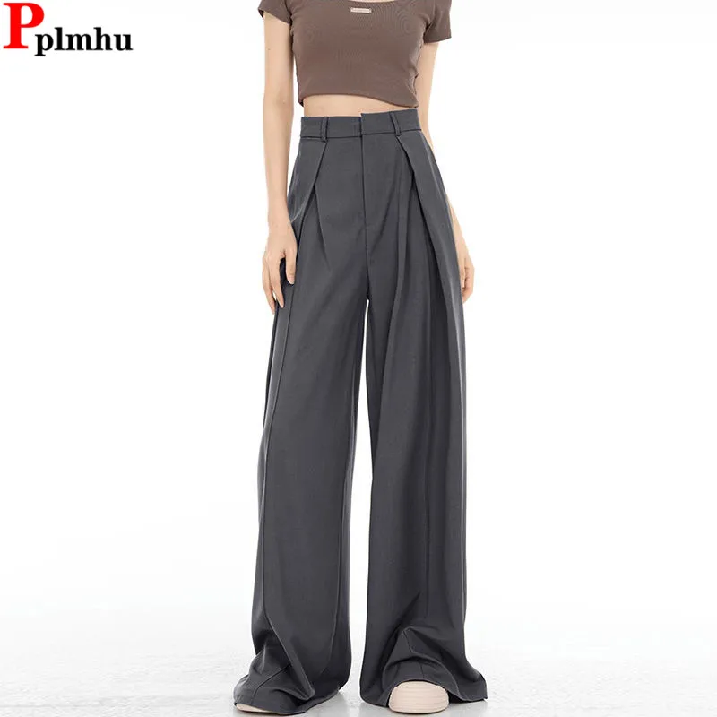 

Office Baggy Wide Leg Suit Pants Formal Casual Classic High Waist Pantalones Fashion Trousers Korean Basic Loose Women Spodnie