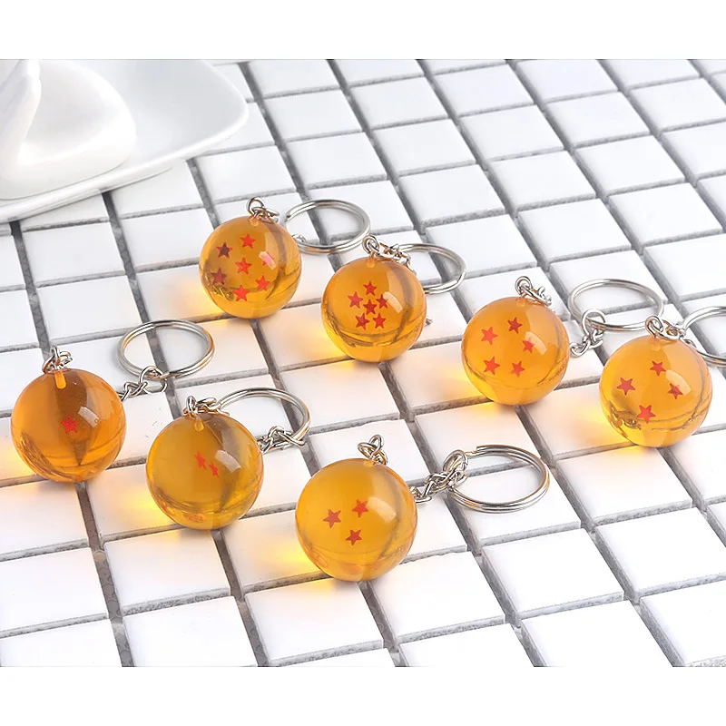 Hot Dragon ball key chain 1-7★ Dragon Wishing ball crystal resin pendant key chain