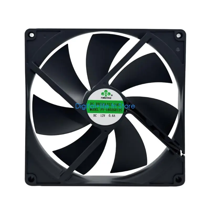 E06D 180x180x25mm Brushless Fan 80CFM 12V Low Noise For Optimized Thermal Management In Gaming Computers Servers