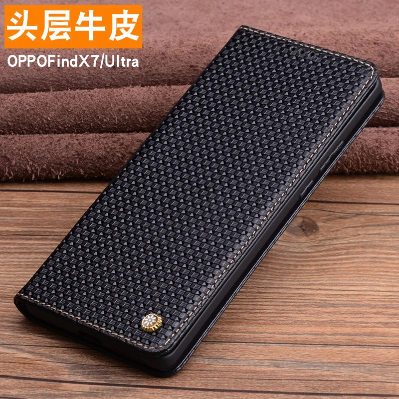 

Genuine Leather Magnet Clasp Phone Cover Case For Oppo Find X7 Ultra & X6 X5 Pro Kickstand Holster Cases Protective Full Funda